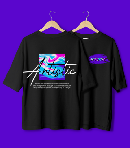 Oversized Artist тениска лице и гръб органичн памук