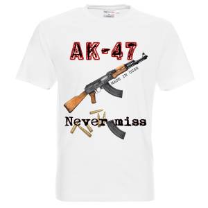 бяла - тениска Калашник  - AK47